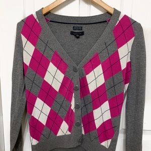 Tommy Hilfiger Argyle Cardigan Sweater Size S